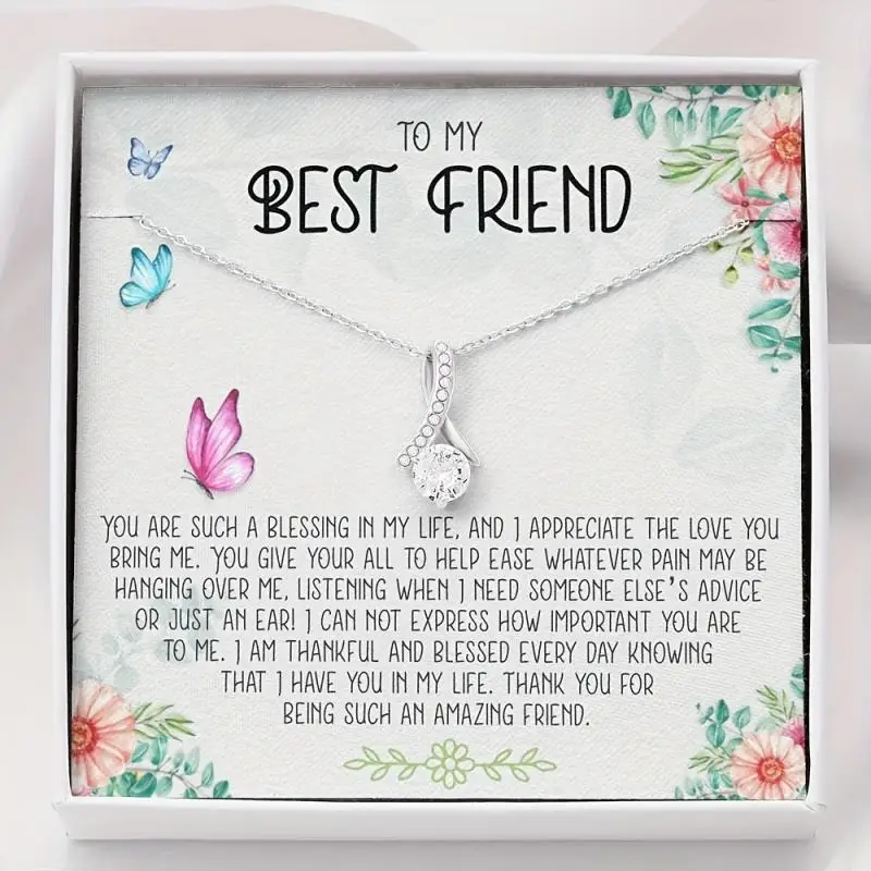 Girl's Rhinestone Inlaid Pendant Necklace, Best Friend Birthday Gifts