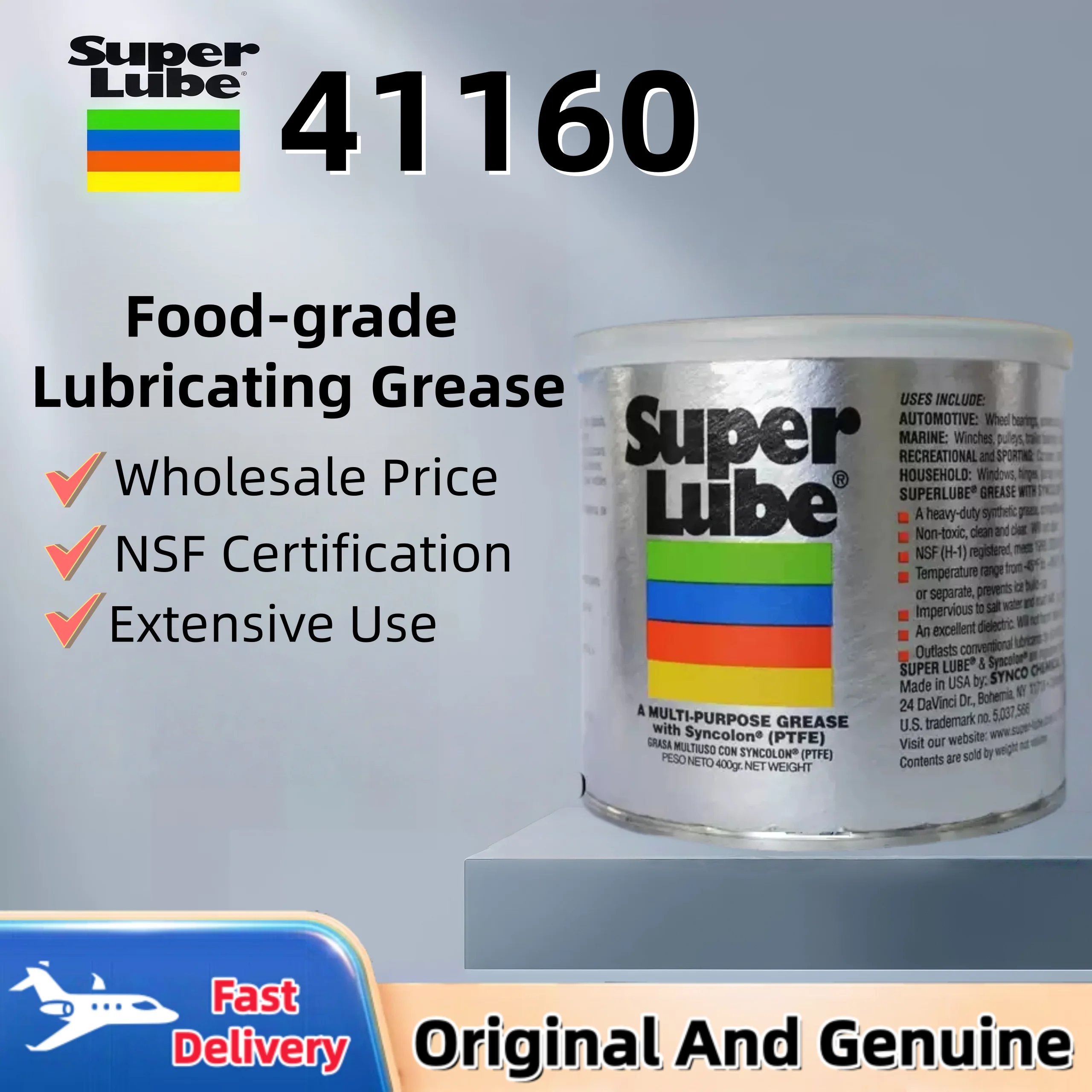 

Super Lube 41160 Multi-Purpose Synthetic Grease Heavy Duty Friction Wear Rust Protection 400g