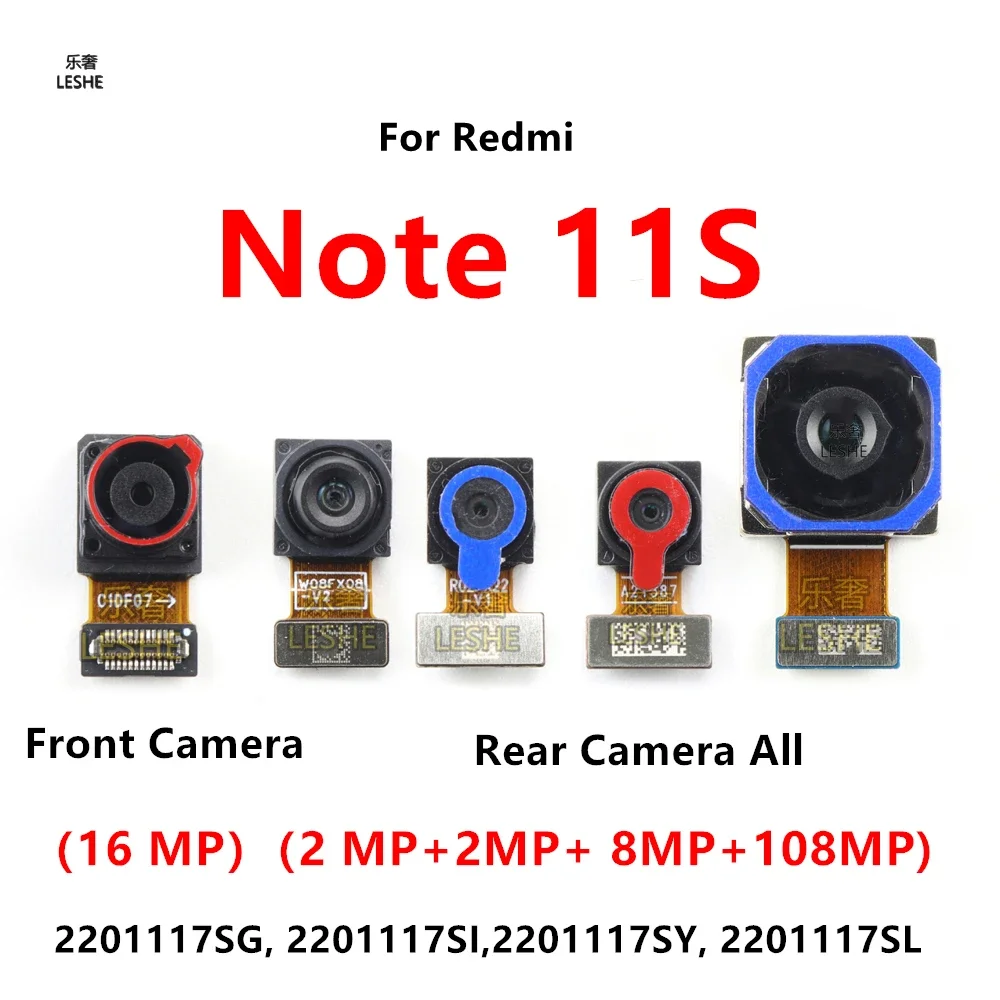 وحدة الكاميرا الرئيسية الخلفية الكبيرة الخلفية لشاومي ريدمي نوت 10S 11S 12S أجزاء إصلاح الكابلات المرنة للكاميرا الأمامية الصغيرة #2