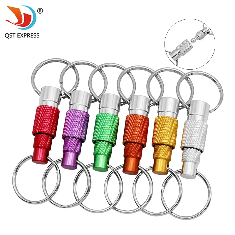 360° Rotating Detachable Keychain Quick Release Metal Key Ring Lightweight Portable Dual Ring Buckle - Random Color