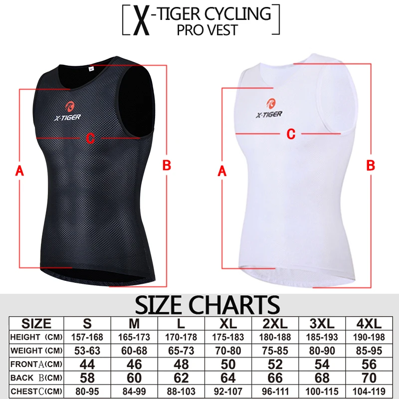 X-TIGER Cycling Underwear Men\'s Sleeveless Cycling Vest Cool Mesh Stretch Road Cycling Jersey