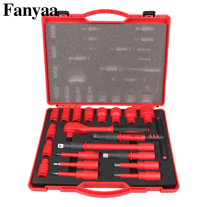 

Taiwan Fanyaa insulated socket wrench set VDE certified high voltage 1000V toolbox 16-20 sets