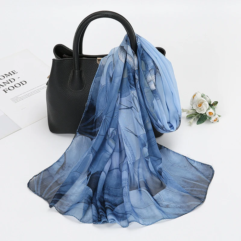 Chiffon Gradient Floral Printed Hijab Summer Newest Hijab Scarf Women Thin Sunscreen Beach All-Match Shawl Hijab 150*50cm