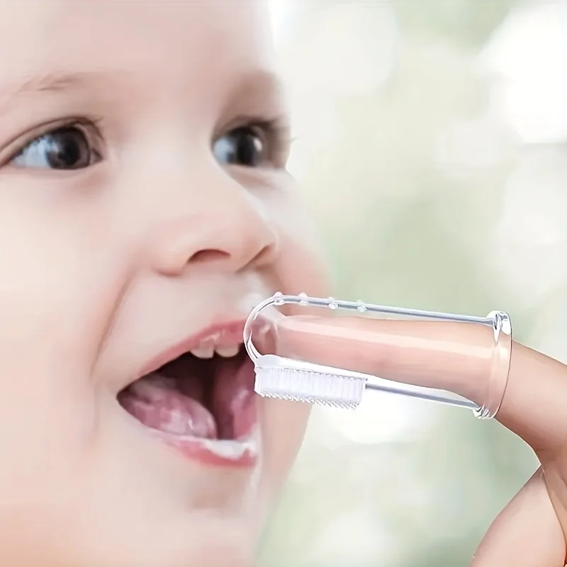 

Baby soft finger toothbrush, teeth cleaning brush, infant oral care, gentle dental care, storage case, easy to hold