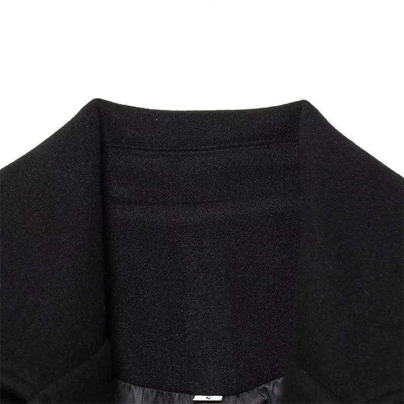 KEYANKETIAN الخريف والشتاء جديد المرأة البدلة طوق التعادل معطف طويل من الصوف المرأة يندبروف معطف طويل #3