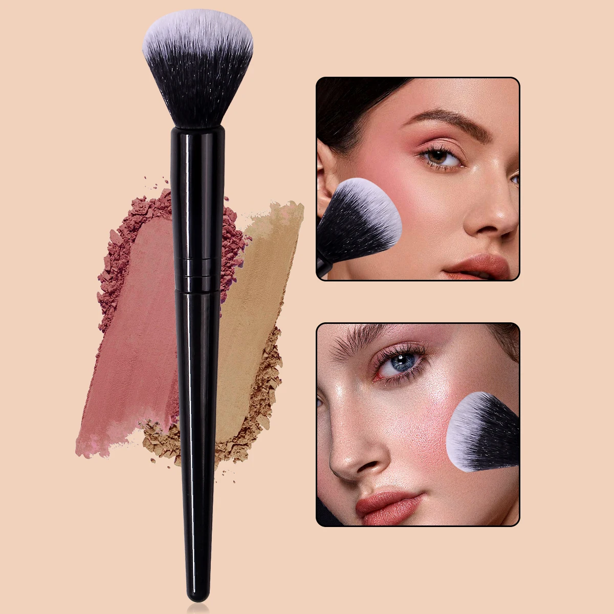 1PC Multi-Use Soft Face Brush - Tapered & Round Head for Blush Powder Contour, Travel-Friendly Beauty Tools for Women