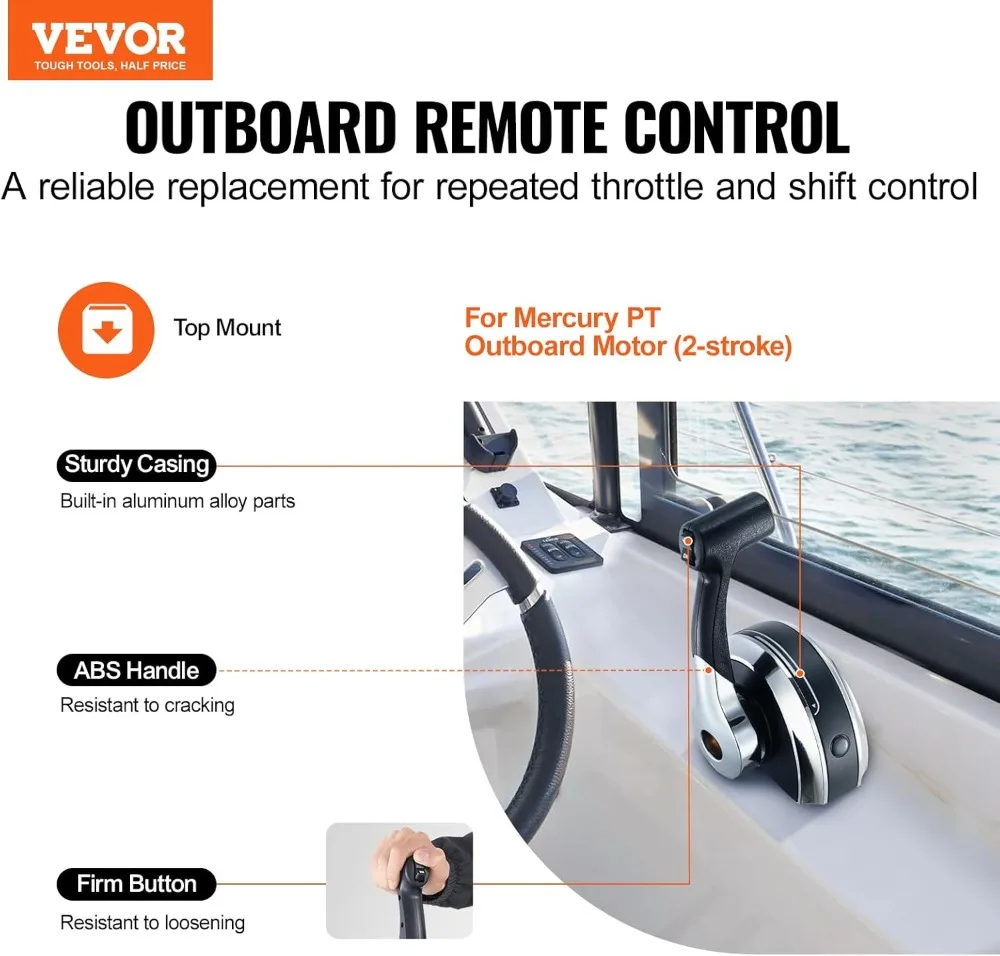 

VEVOR Top-Mounted Outboard Remote Control Box with Power Trim Switch for Marine Boats