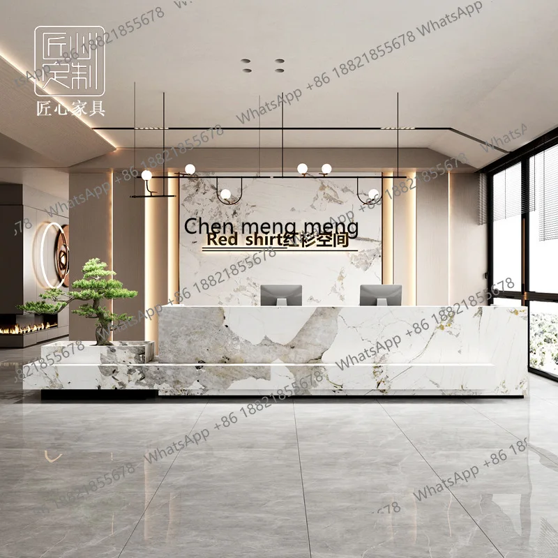 مكتب استقبال لفندق الشركة، طاولة بار لصالونات التجميل الرخامية، مكتب استقبال لمؤسسة التدريب على الطراز الصيني الحديث