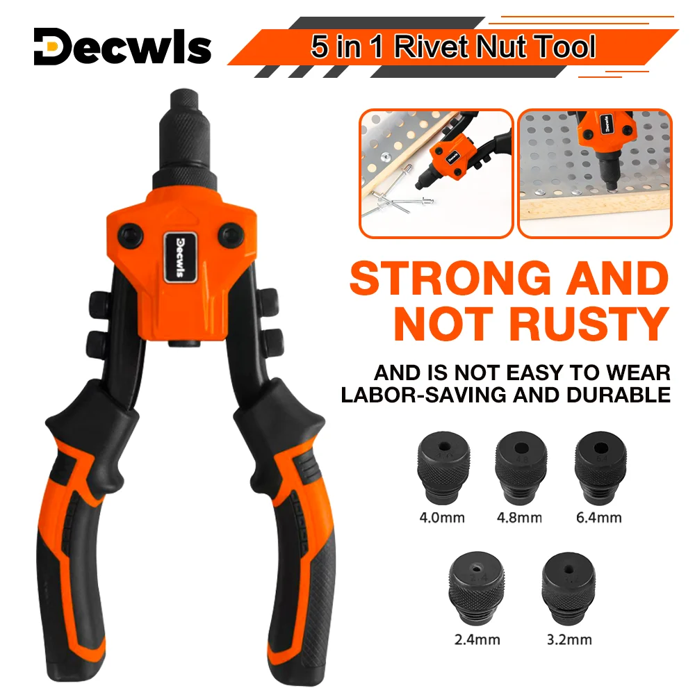 مجموعة مسدسات برشام احترافية، مسدس سحب يدوي مريح، رافعة عالية لتوفير المزيد من العمالة، وتثبيت المسامير في أعمال النجارة والمعادن والمشاريع المنزلية. #1