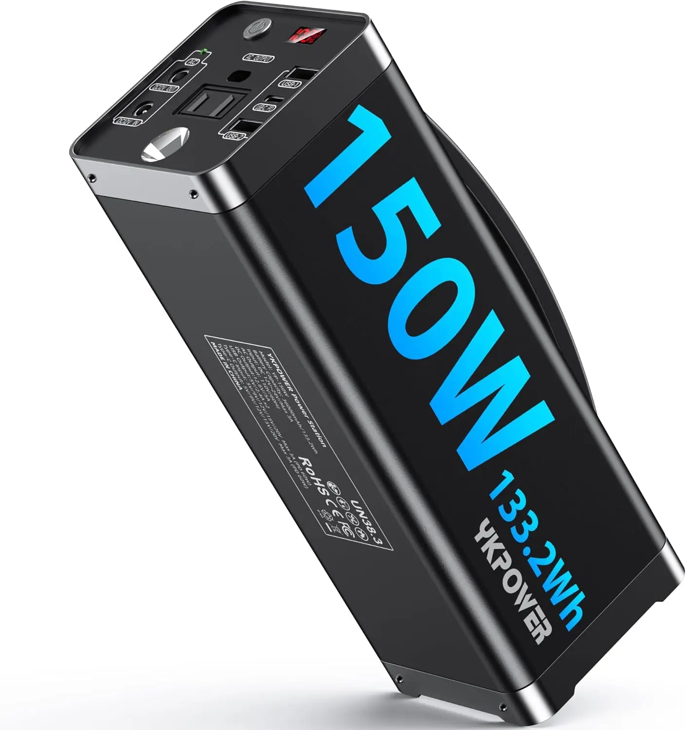 

150W Portable Power Station, 133.2Wh Fast Charging with 5 Outputs for Home Outdoor Emergency Travel Camping