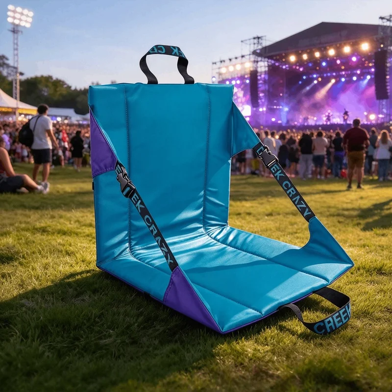 Foldable Reclining Bleacher Stadium Seat, Padded Backrest Portable Chair for Outdoor Sports Matches and Camping