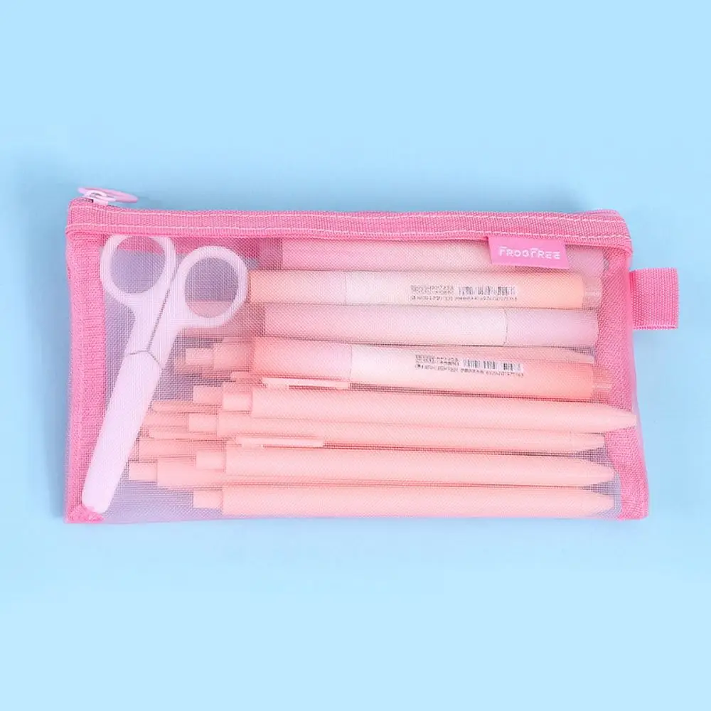 Ins Net Pen Bag Korean Version High Appearance Level Pencil Bag Large Capacity Multifunction Stationery Storage Bag