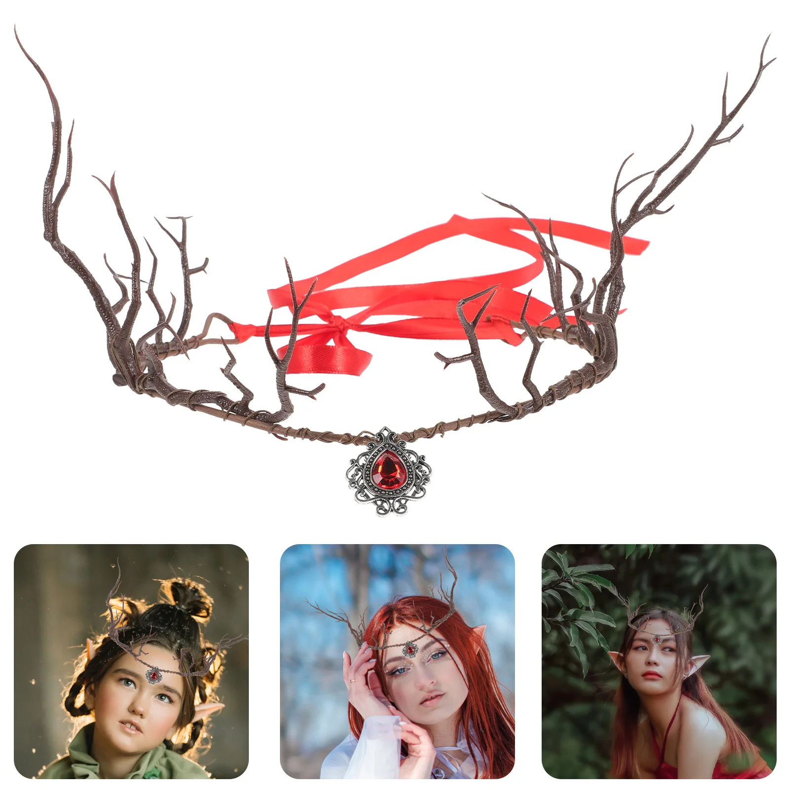 

Branch Hair Hoop Women Crown Headpiece Lightweight Decorative Hairband Party Photo Prop Artificial Crown Accessory For