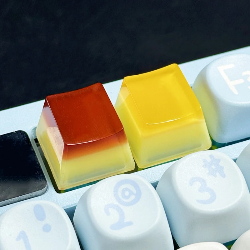 1Pieces Creative Handmade DIY Dripping Keycap – Transparent Jelly Pudding Style,Cross-Shaft Mechanical Keyboard Cap, Unique Gift