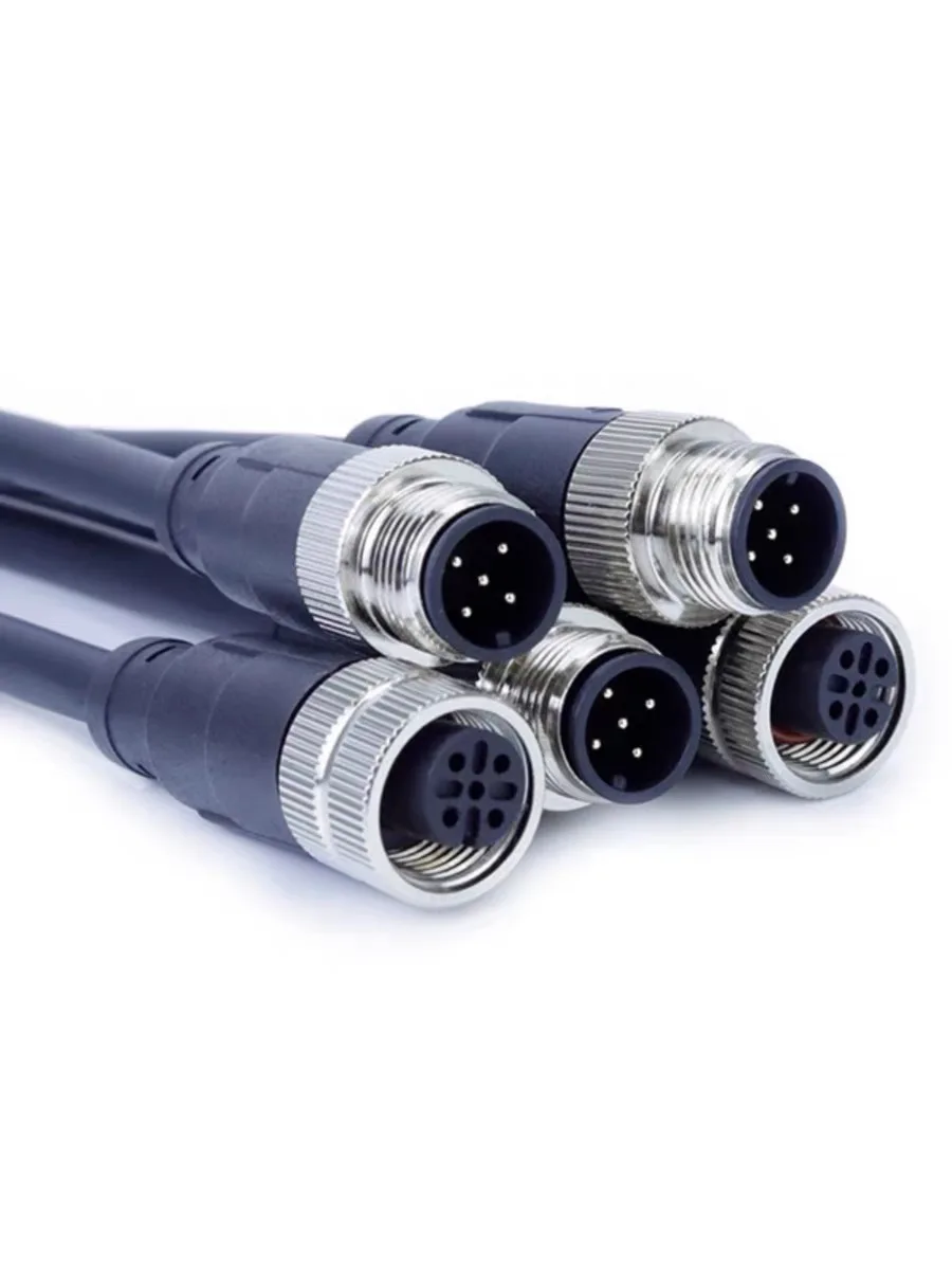 Cable conector de Sensor M12, conector macho y hembra, impermeable, 4, 5, 8 pines + 2m, PVC, tipo A