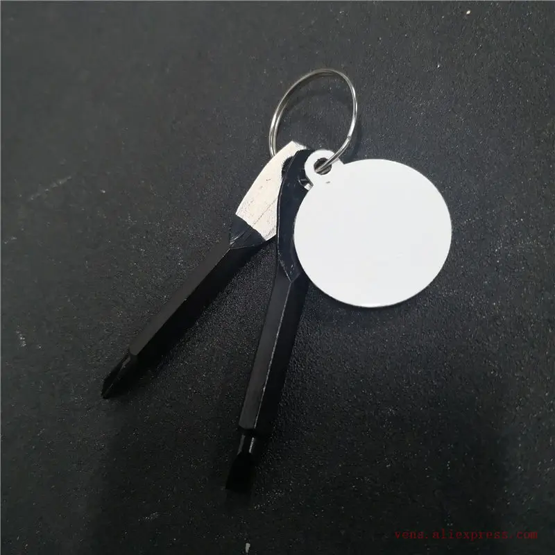 

sublimation blank bolt driver tool dad keychain with round Aluminium charm 20pcs/lot