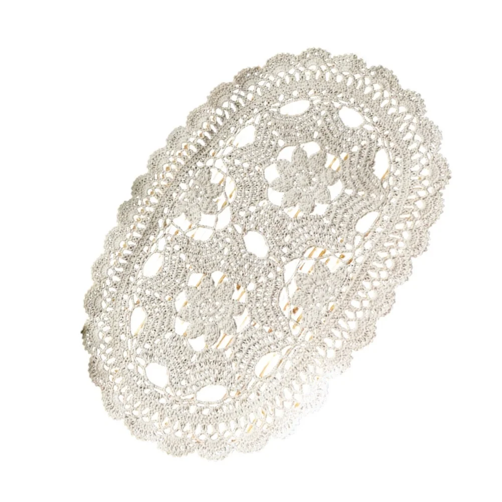 Oval Table Mat Crocheted Placemat Cotton Fabric Multi-purpose Use Decorative Coaster Option Handmade Decor As Shown