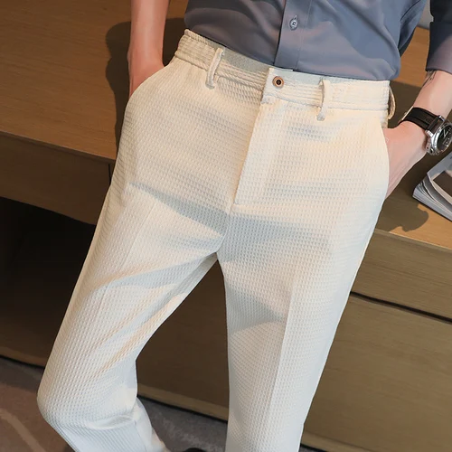 Pantalon de costume vert foncé pour homme 2026, pantalon slim tendance, style coréen, pantalon homme