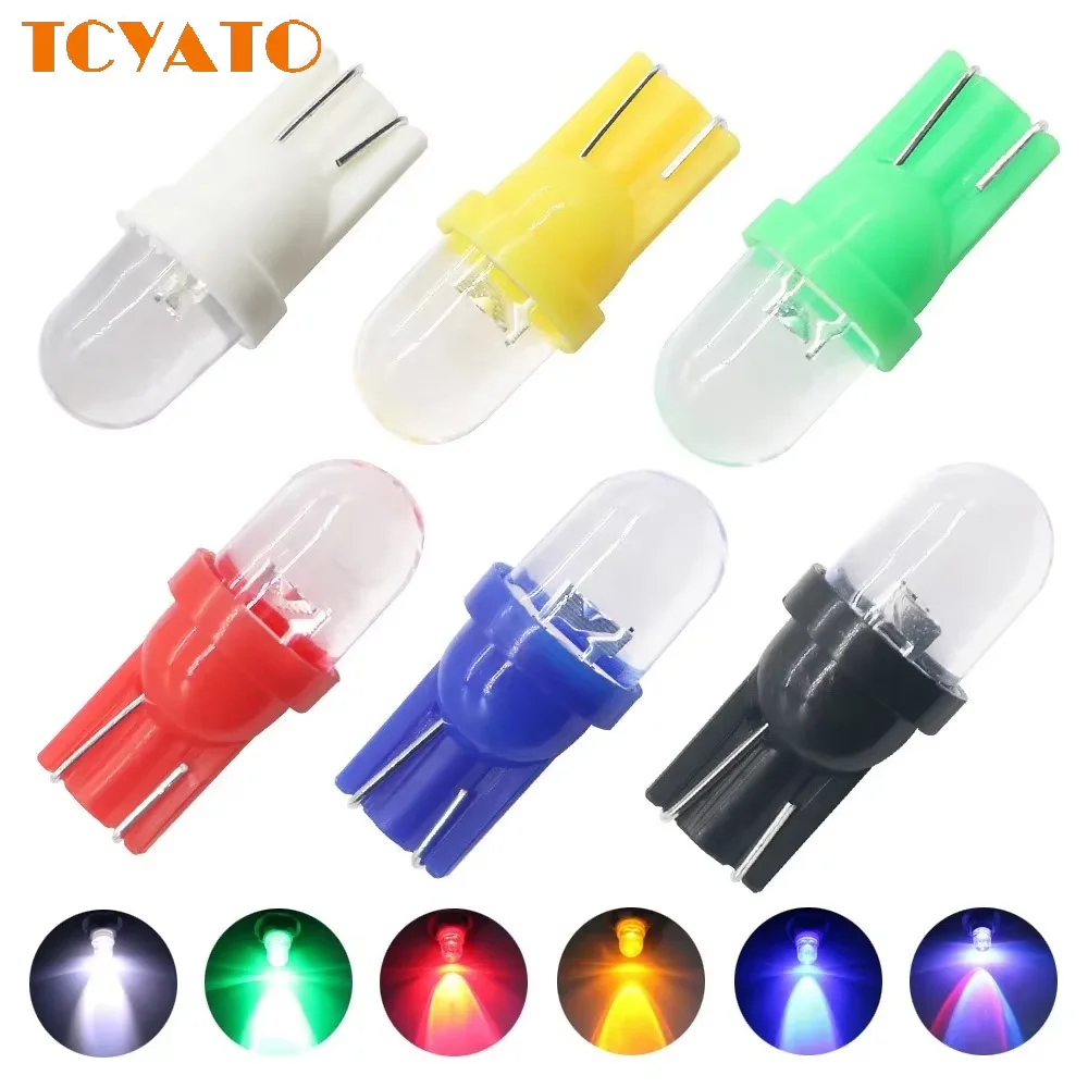 TCYATO 20Pcs Led Bulb T10 W5W 158 192 168 194 Pinball Lights Transparent Lens Instrument Cluster Panel Car Door Lights 12V
