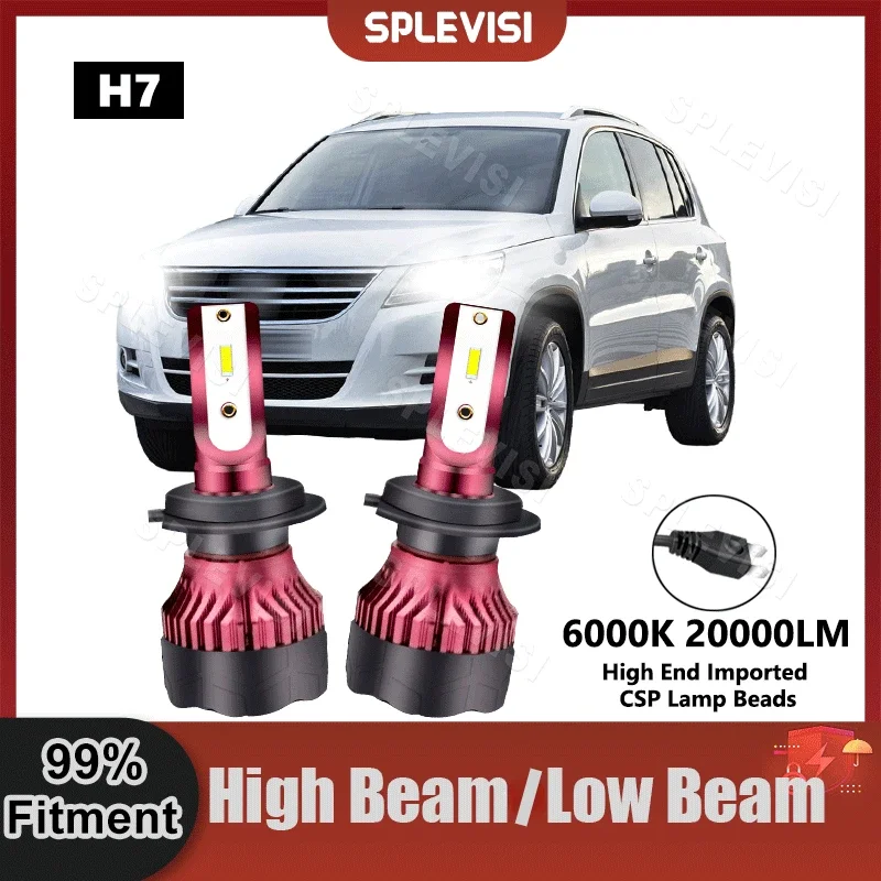 

Plug And Play 2PCS LED Headlight High/Low Beam Bulbs Superior CSP Chips 20000LM 9V-36V For VW Tiguan 5n 2007 2008 2009 2010 2011