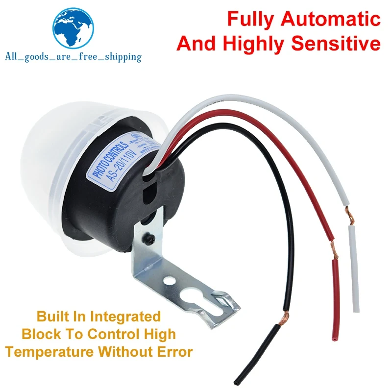 AS-20 DC 12V AC 110V 220V 10A Waterproof Sensitive Auto Photo Switch On/Off Photocell Street LED Light Switch Sensor Switch Tool