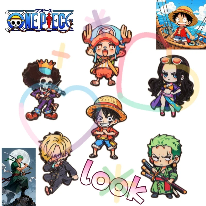 6 Stück One Piece Q-Version super süße Luffy Long Qiao Ba Brosche Anime Cartoon Zubehör Rucksack-Pin Metall-Abzeichen