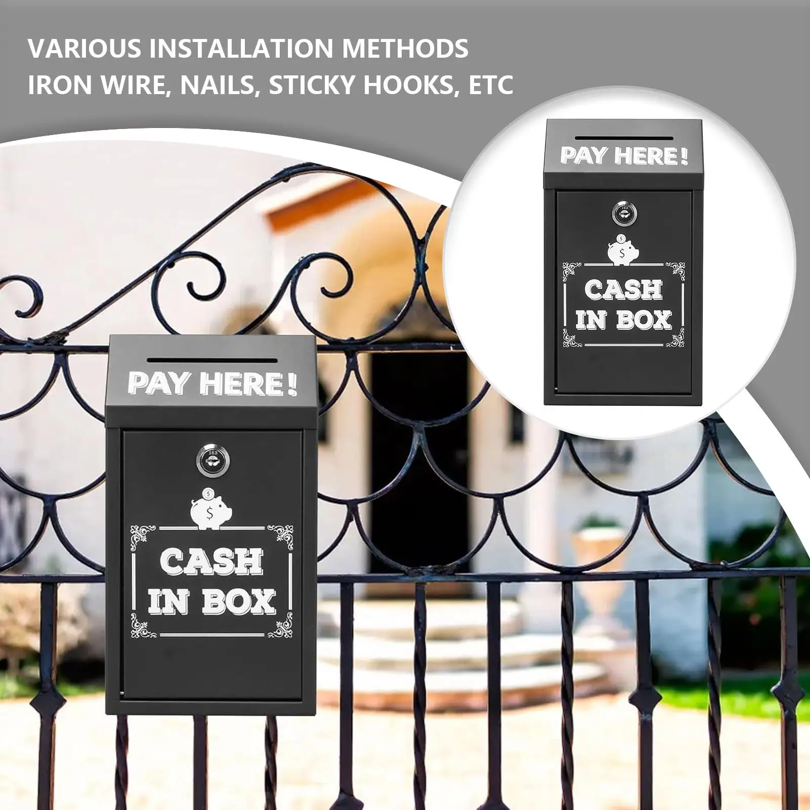 Donation Boxes For Fundraising Safe Cash Collection Donation Box With Lock Metal Charity Mailbox With Key Slot Wall Mounted