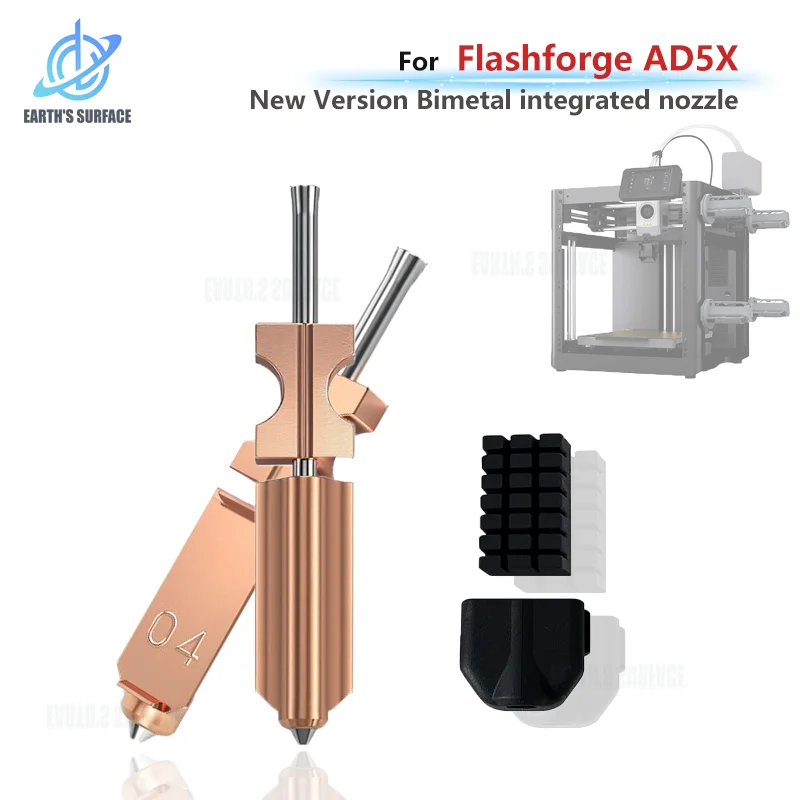New Upgraded Stainless Steel Hotend Nozzles For Flashforge AD5X 0.25/0.4/0.6/0.8mm High Flow Print Silicone Sock Silicone Brush