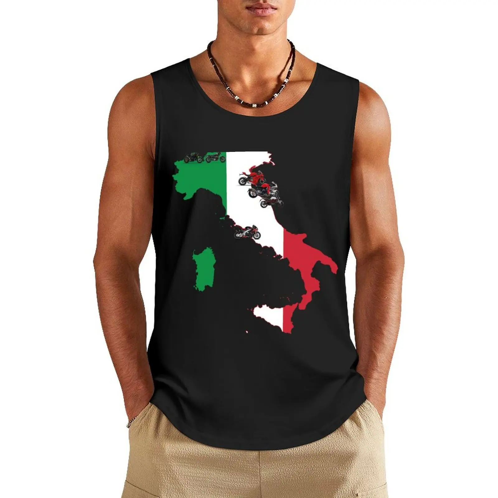 Italienische Motorrad marken auf der Karte von Italien Tank Top Man Kleidung für Fitness-T-Shirt Basketball-Kleidung