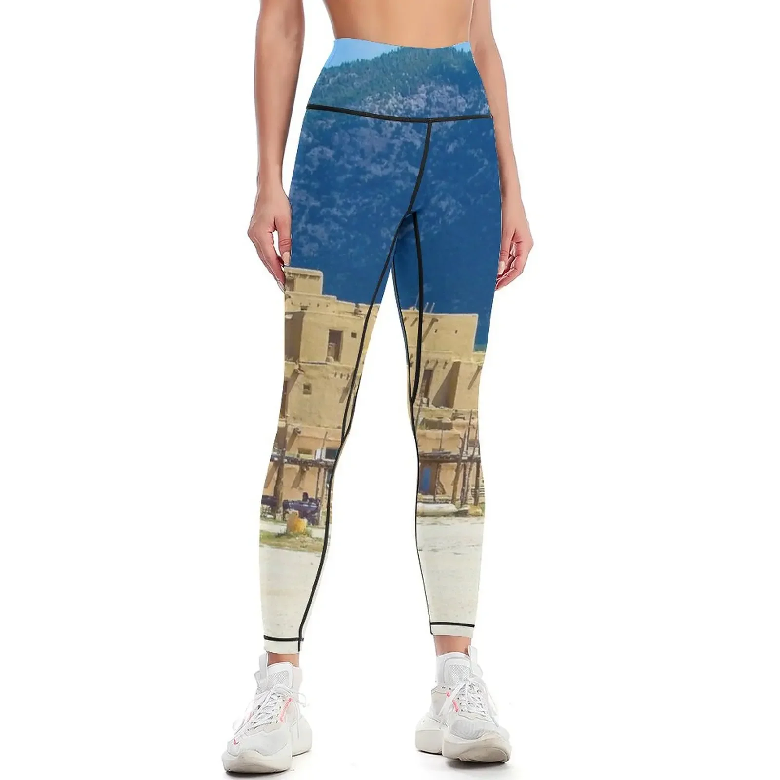 

Taos Pueblo, New Mexico, an Endangered Culture Leggings harem pants joggers for Sports female Womens Leggings