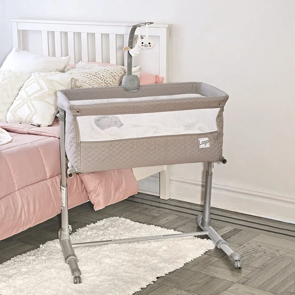 

Infant bedside sleeper indoor bedroom luxury newborn baby bed side bed crib bassinet with wheels for 0-6 months