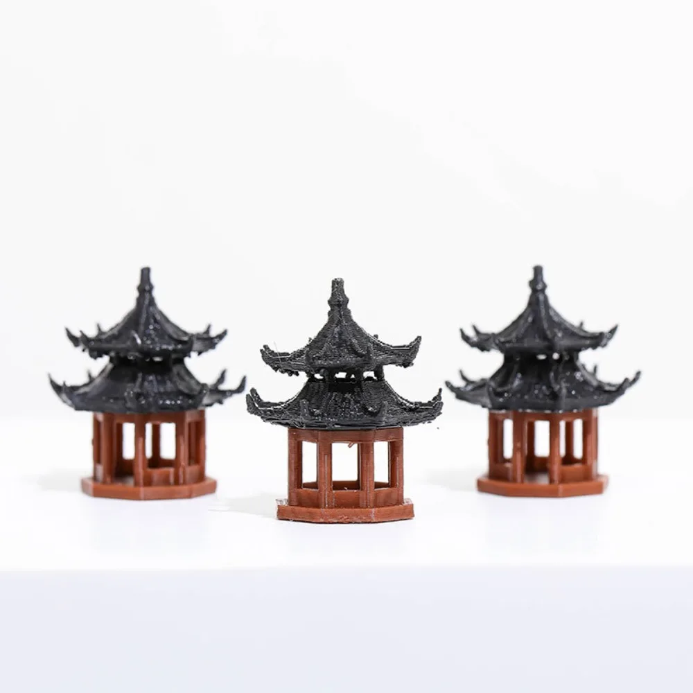 Mini Pagoda Statue Miniature Pagoda Bonsai Decor Micro Landscape Hexagonal Pavilion Figurine Tiny Pavilion Ornament Mini Zen