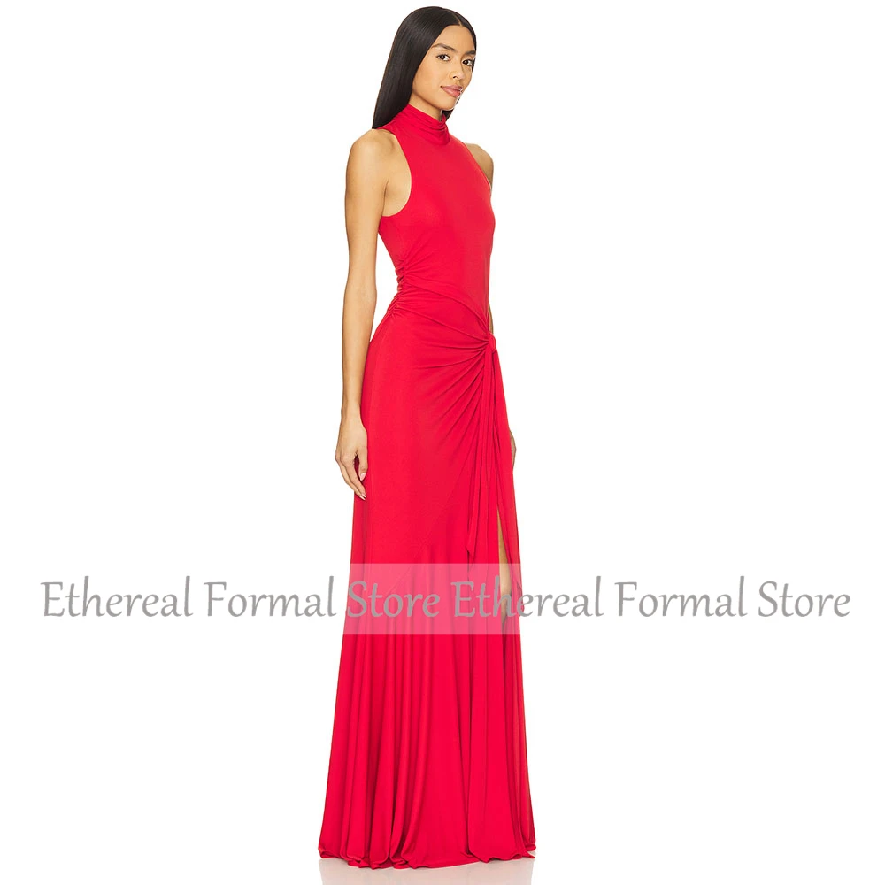 Modern Red Evening Dress For Wedding  Mermaid Slit Women's Evening Gown  Sleeveless Floor Length Long Simple Formal Dresses2025
