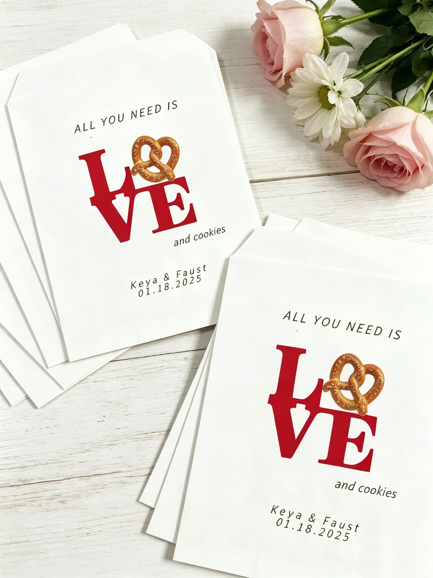 

All You Need Is Love And Cookies Personalized Wedding Favor Bags Romantic Wedding Candy Cookie Gift Pouches Party Supplies
