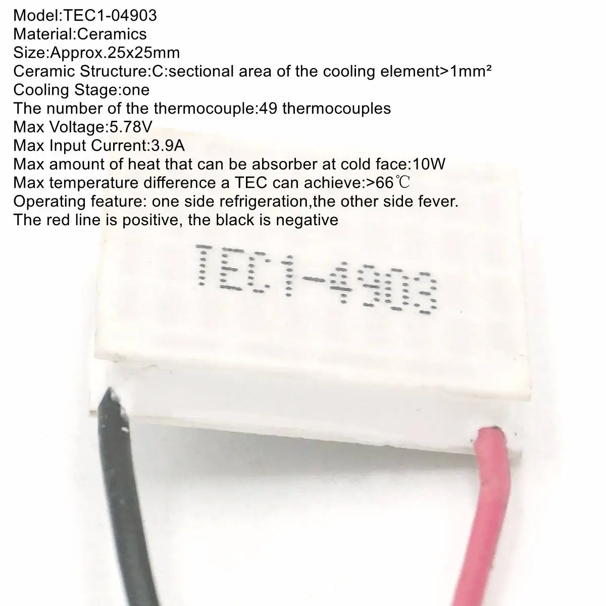 TEC1-04908 25x25mm keramischer Kühlkörper thermo elektrischer Kühler Peltier Kühl platte Kühlung – Detail 3