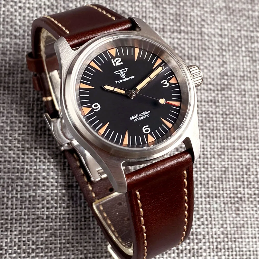 

Tandorio NH35 Black Dial Diving Mechanical Watch Men Lume 36mm Ladies Wristwatch Leather Strap Sapphire Crystal Vintage Clock