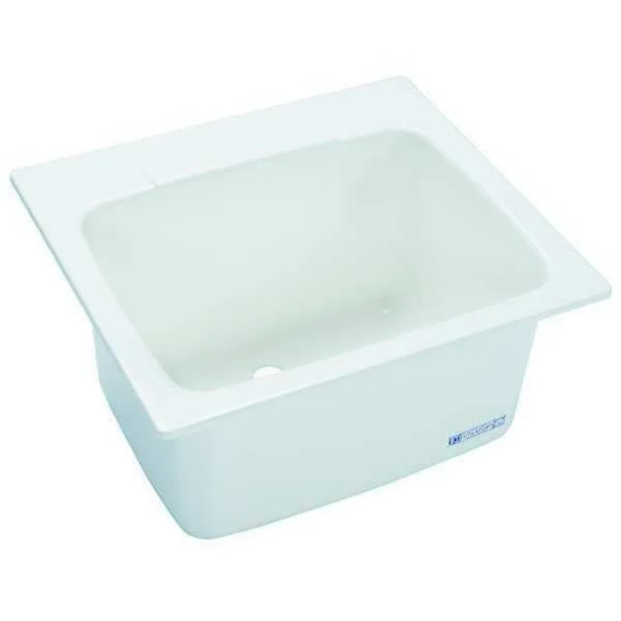 

25 in W x 22 in L x 13 3/4 in H Drop-in Fiberglass Utility Sink for Kitchen and Laundry Room Applications Durable and Easy-to-C