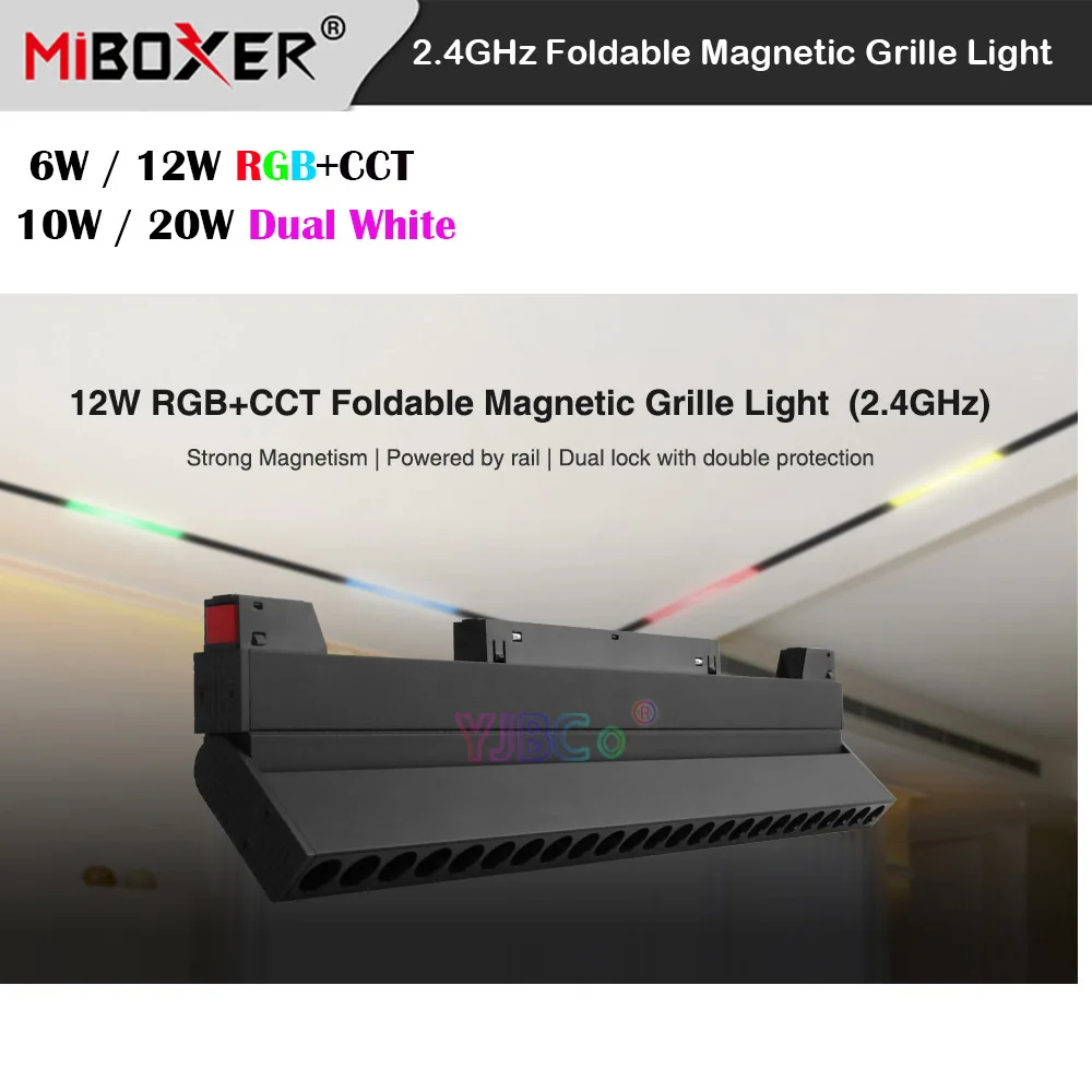 Miboxer 48V RF telecomando/controllo vocale 2.4G 6W 12W RGBCCT pieghevole griglia magnetica luce 10W 20W Dual White CCT LED plafoniera