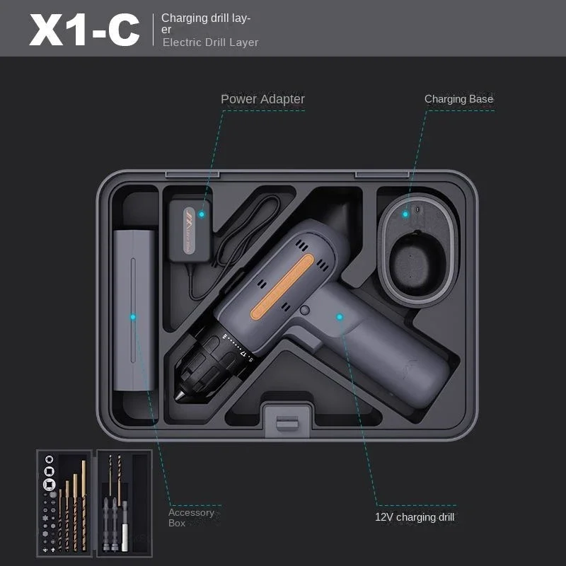 Xiaomi JIMIHOME Household Electric Hand Drill Set Hardware Toolbox Multifunctional Storage Electric Screwdriver Combination Tool