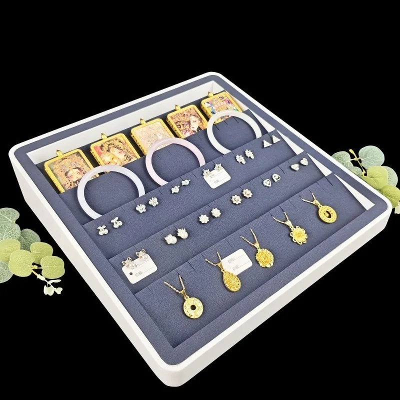 Counter Earring Display Tray Tilted Necklace Displays Stand Luxury Pendant Storage Display Trays Large Jewelry Packaging Props
