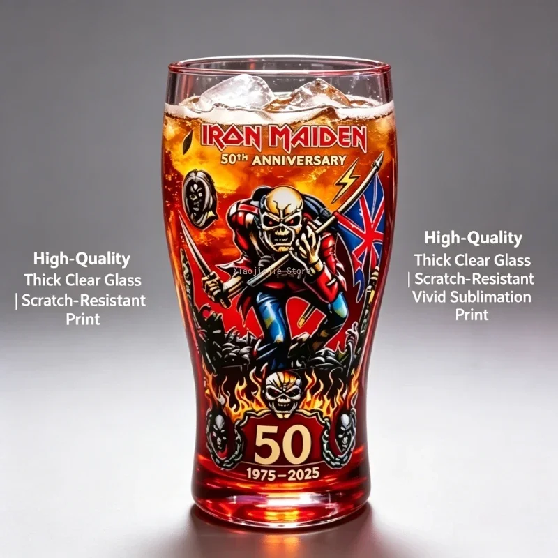 Vintage Rock Style Beer Mug, Retro Printed Collectible Drinkware, Anniversary Barware Cup For Rock Music Fans