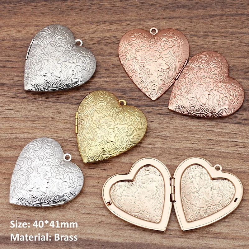 BoYuTe (4 pièces/lot) 40mm gros médaillon Photo en forme de coeur médaillon en laiton pendentif bricolage accessoires en gros