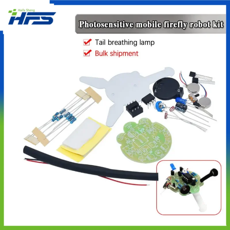 LED Breathing Light Soldering DIY Kit Simulated Firefly Flashing Robot Toy Photosensitive Sensor, Mobile Robot Part, Electronic