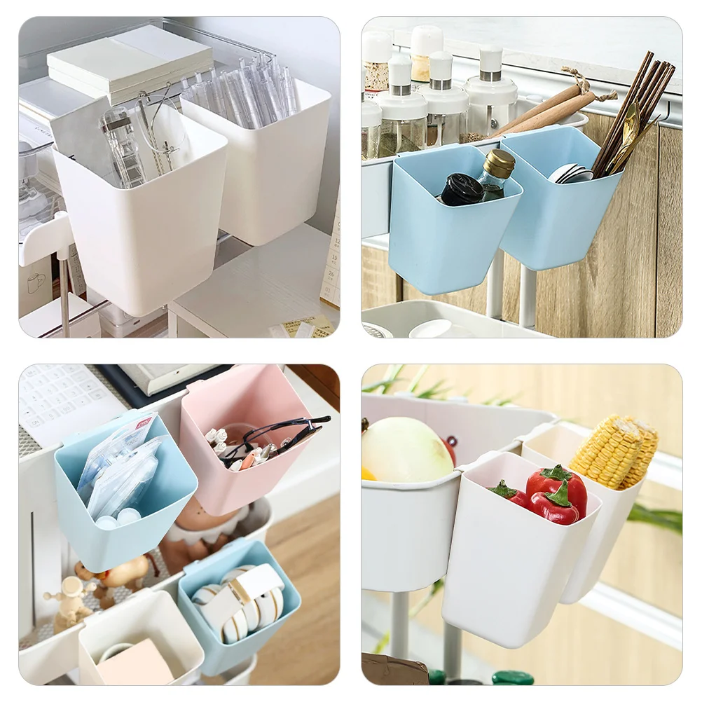 

4pcs Baskets For Home Small Trash Can Kitchen Supplies Cart Hanging Holder Toiletries Basket Rolling Storage Bin Sundries