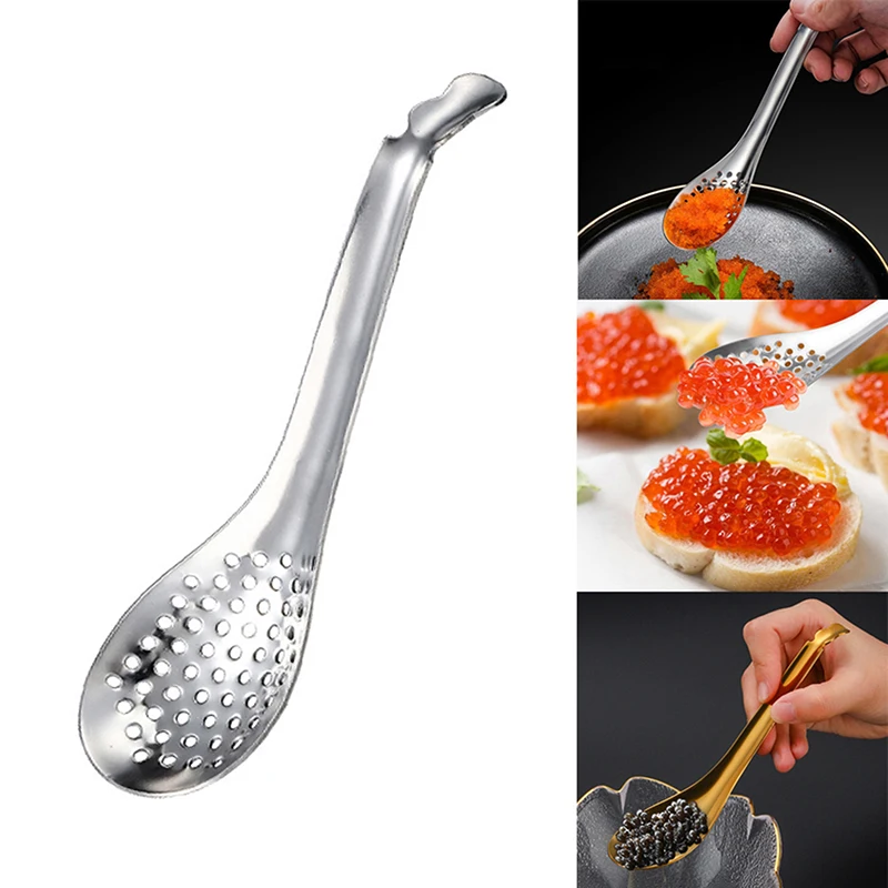 304 Stainless Steel Strainer Spoon Molecular Cuisine Caviar Spoon Useful Kitchen Cooking Gadgets Egg Yolk Caviar Colander