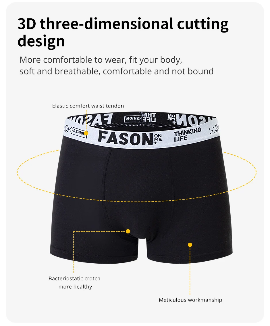 4/10-teilige Herren-Boxershorts für vier Jahreszeiten, Schwarz, modisch, lässig, Basic, vielseitig, Unterwäsche, Übergröße, Jugend-Sport-Basisshorts – Detail 4