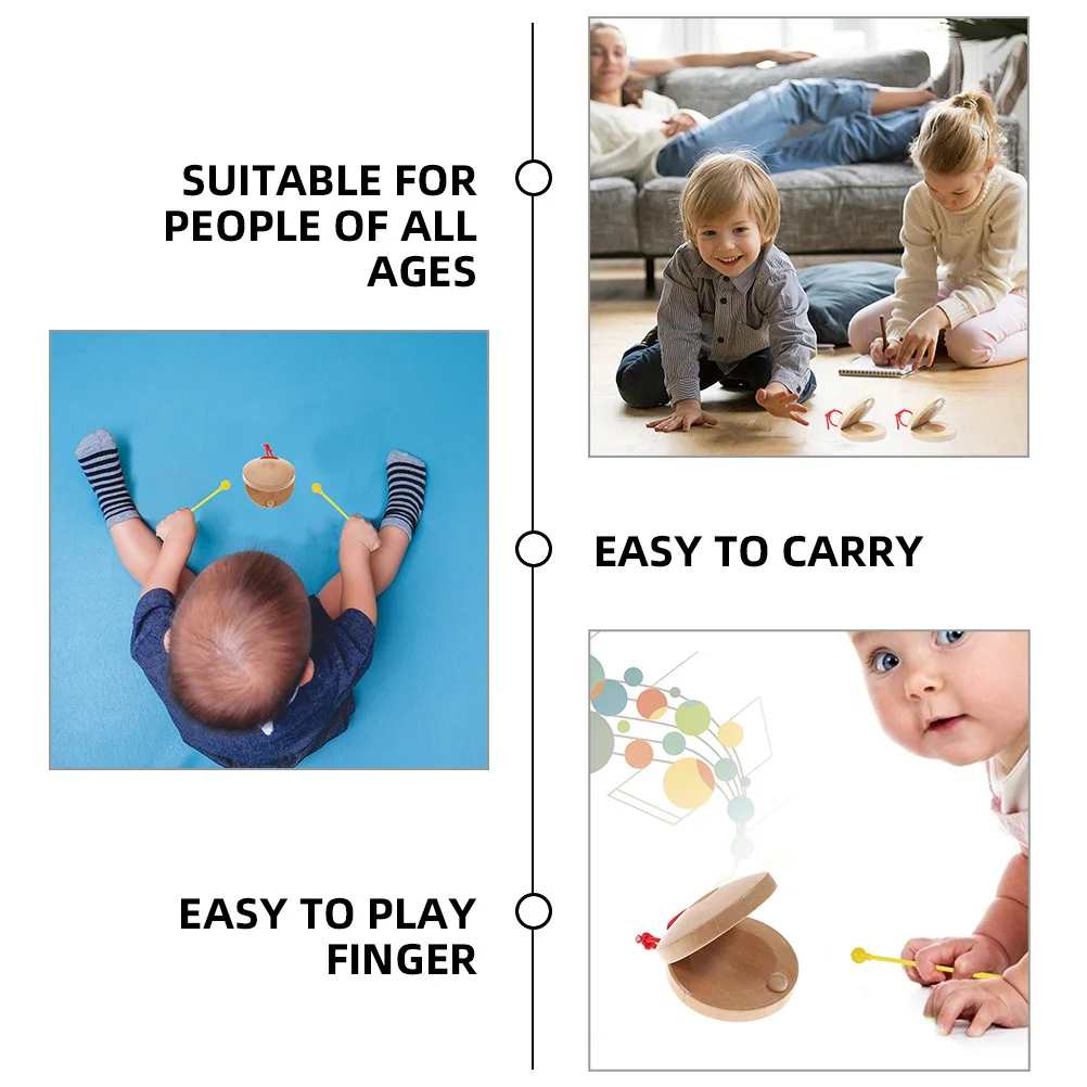 

6pcs Wooden Castanets Finger Percussion Instruments For Beginners Diy Musical Instrument Small Lightweight Wood Clappers