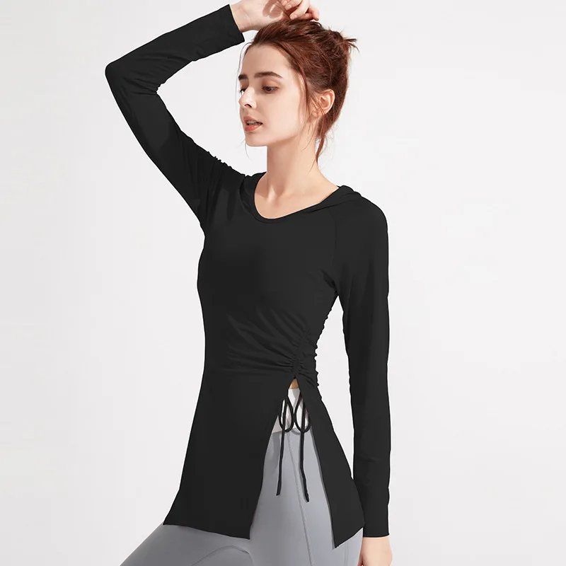 Sports Top Woman Gym Shirt 2025 Long Sleeve Yoga Clothes Pilates Sportswear Hooded Fitness T-shirts Yoga Wear Running Blouses