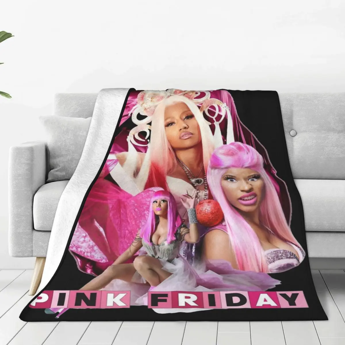 Nicki Minaj Pink Friday 2 Tour Blankets Fleece Printed Rapper Singer Cozy Soft Throw Blankets for Sofa Car Bedding Throws