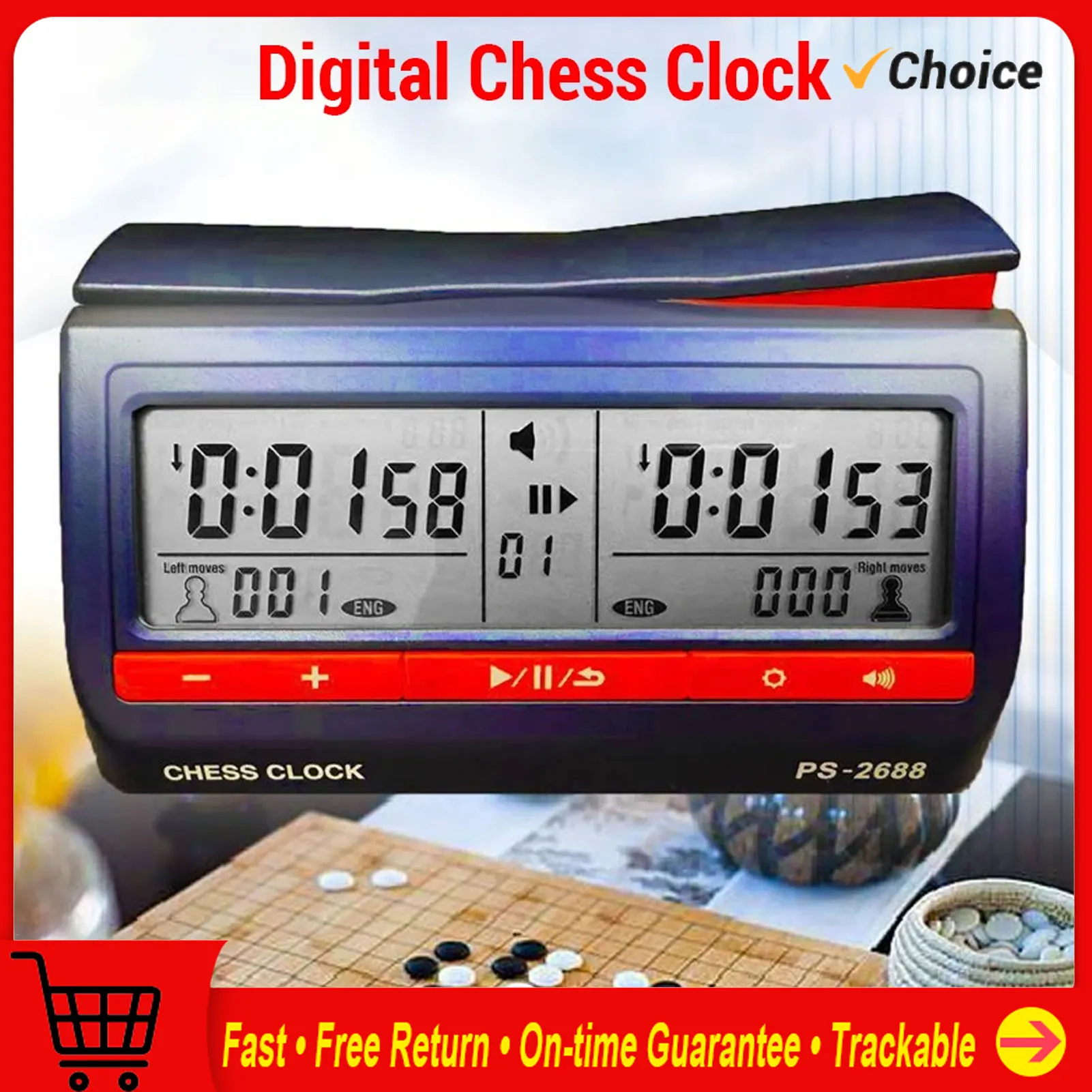 

Digital Chess Clock LCD Screen ABS International Checkers Timer for Board Games and Chess I-Go Games And Other Games
